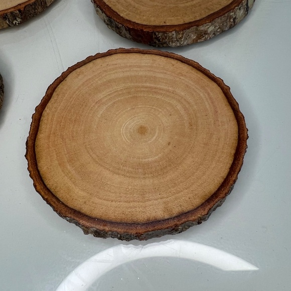 Handmade Rustic Wood Drink Coasters Set of 6 For Tea Coffee Mug Drinks - Picture 7 of 13